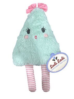 Ladi Ladi Plush Christmas Tree Doll With Bow & Striped Legs Soft Green & Pink To